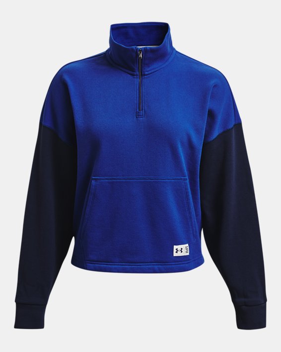 Women's UA Playback Fleece Oversized ¼ Zip, Blue, pdpMainDesktop image number 4